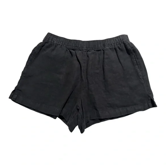 Mate the Label Linen Pull On Shorts Black Small  Classic Summer Vacation Coastal - Picture 2 of 5